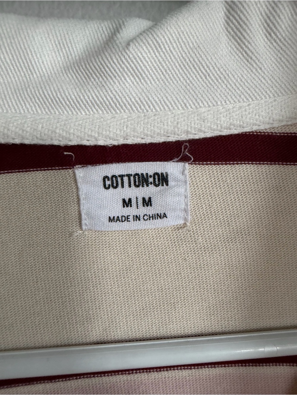 Cotton On Striped Rugby Long Sleeve Shirt Cream Pink Medium Womens Polo Top - Picture 3 of 5